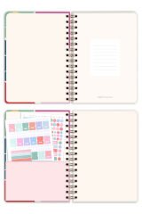 Matt Notebook 2025 Yılı A5 Haftalık Ajanda Spiralli 15x21 cm - 12 Aylık - Motivasyon Sayfalı Papatyalar