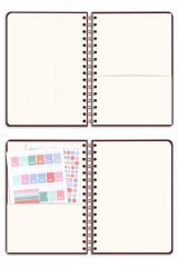 Matt Notebook 2025 Yılı A5 Keten Ajanda Spiralli 15x21 cm - 12 Aylık Bordo