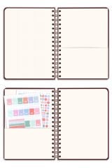 Matt Notebook 2025 Yılı A5 Keten Ajanda Spiralli 15x21 cm - 12 Aylık Bordo
