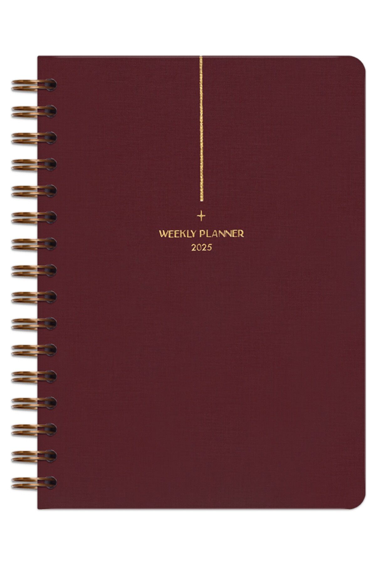 Matt Notebook 2025 Yılı A5 Keten Ajanda Spiralli 15x21 cm - 12 Aylık Bordo