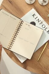 Matt Notebook 2025 Yılı A5 Keten Ajanda Spiralli 15x21 cm - 12 Aylık Lacivert