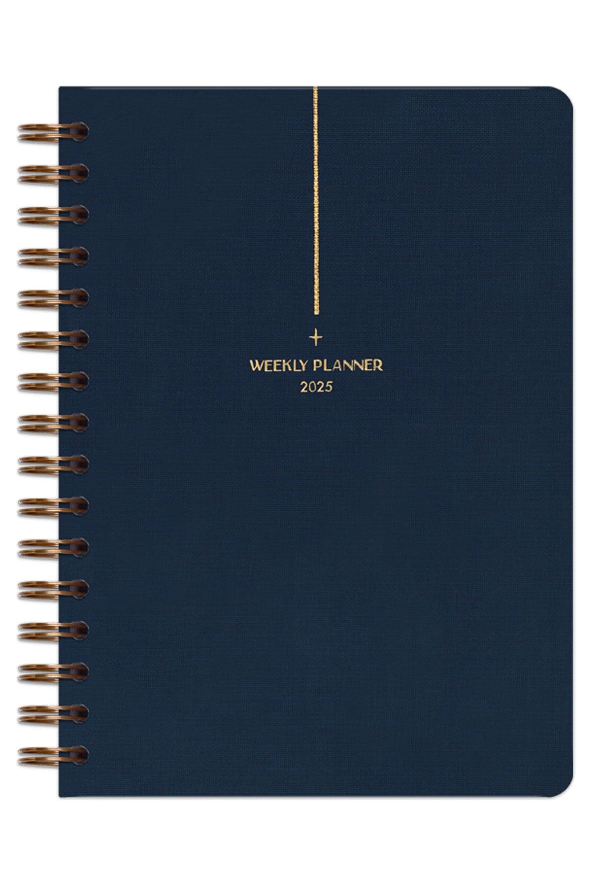 Matt Notebook 2025 Yılı A5 Keten Ajanda Spiralli 15x21 cm - 12 Aylık Lacivert
