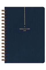 Matt Notebook 2025 Yılı A5 Keten Ajanda Spiralli 15x21 cm - 12 Aylık Lacivert
