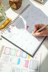 Matt Notebook Süresiz Haftalık Masaüstü Planlayıcı 12 Aylık Undated Desk Planner Siyah