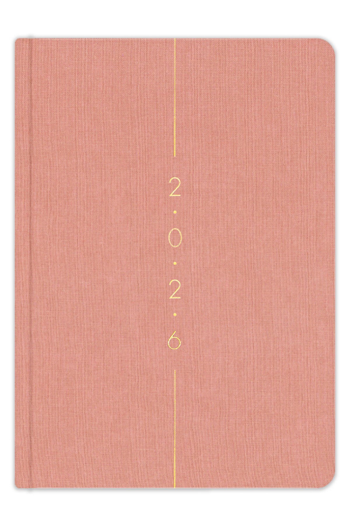 Matt Notebook 2026 Yılı A5 Keten Haftalık Ajanda 15x21 cm - 12 Aylık Pembe