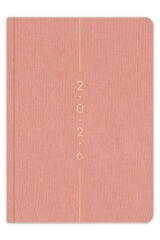 Matt Notebook 2026 Yılı A5 Keten Haftalık Ajanda 15x21 cm - 12 Aylık Pembe