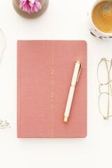 Matt Notebook 2026 Yılı A5 Keten Haftalık Ajanda 15x21 cm - 12 Aylık Pembe