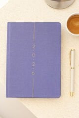 Matt Notebook 2026 Yılı A5 Keten Haftalık Ajanda 15x21 cm - 12 Aylık Lila