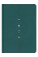 Matt Notebook 2026 Yılı A5 Keten Haftalık Ajanda 15x21 cm - 12 Aylık Koyu Yeşil