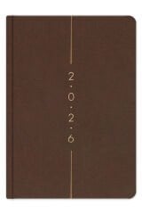 Matt Notebook 2026 Yılı A5 Keten Haftalık Ajanda 15x21 cm - 12 Aylık Kahverengi