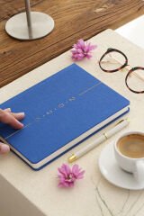 Matt Notebook 2026 Yılı A5 Keten Haftalık Ajanda 15x21 cm - 12 Aylık Mavi