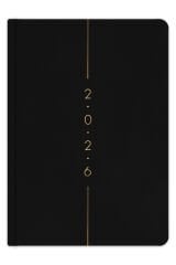 Matt Notebook 2026 Yılı A5 Keten Haftalık Ajanda 15x21 cm - 12 Aylık Siyah