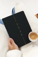 Matt Notebook 2026 Yılı A5 Keten Haftalık Ajanda 15x21 cm - 12 Aylık Siyah