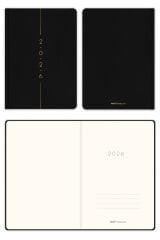 Matt Notebook 2026 Yılı A5 Keten Haftalık Ajanda 15x21 cm - 12 Aylık Siyah