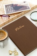 Matt Notebook 2025 Yılı 20x27 cm Keten Haftalık Planlayıcı Ajanda Kahverengi
