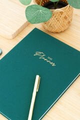 Matt Notebook 2025 Yılı 20x27 cm Keten Haftalık Planlayıcı Ajanda Koyu Yeşil