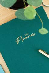 Matt Notebook 2025 Yılı 20x27 cm Keten Haftalık Planlayıcı Ajanda Koyu Yeşil