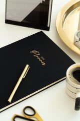 Matt Notebook 2025 Yılı 20x27 cm Keten Haftalık Planlayıcı Ajanda Siyah
