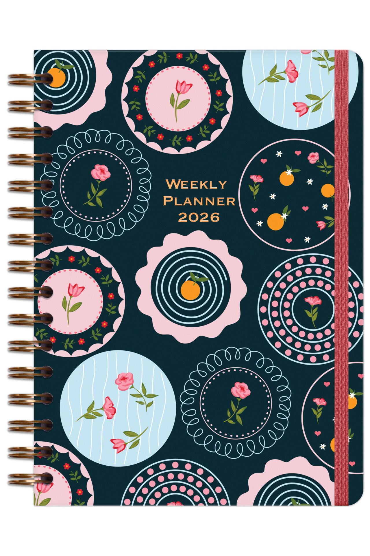 Matt Notebook 2026 Yılı A5 Haftalık Ajanda Spiralli 15x21 cm - 12 Aylık - Motivasyon Sayfalı Çiçekler
