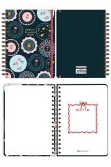 Matt Notebook 2026 Yılı A5 Haftalık Ajanda Spiralli 15x21 cm - 12 Aylık - Motivasyon Sayfalı Çiçekler