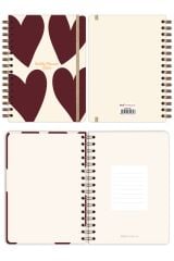 Matt Notebook 2026 Yılı A5 Ajanda Spiralli 15x21 cm - 12 Aylık Kalpler
