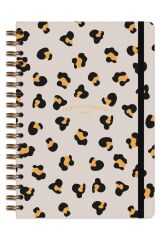 Matt Notebook 2025 Yılı Günlük Spiralli Ajanda 16x24 cm - 12 Aylık Leopar