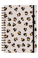 Matt Notebook 2025 Yılı Günlük Spiralli Ajanda 16x24 cm - 12 Aylık Leopar