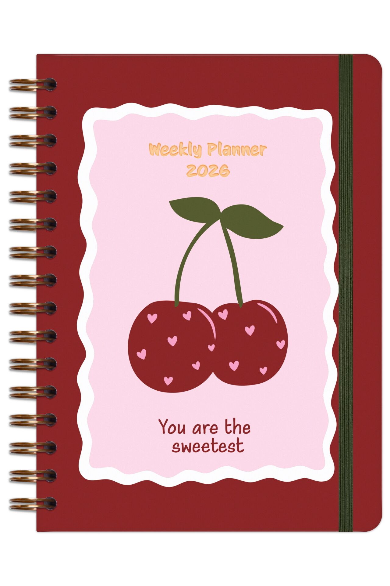 Matt Notebook 2026 Yılı A5 Ajanda Spiralli 15x21 cm - 12 Aylık Kiraz