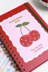 Matt Notebook 2026 Yılı A5 Ajanda Spiralli 15x21 cm - 12 Aylık Kiraz