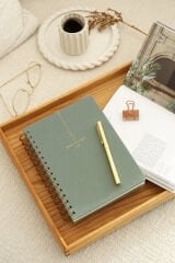 Matt Notebook 2026 Yılı A5 Keten Ajanda Spiralli 15x21 cm - 12 Aylık Yeşil