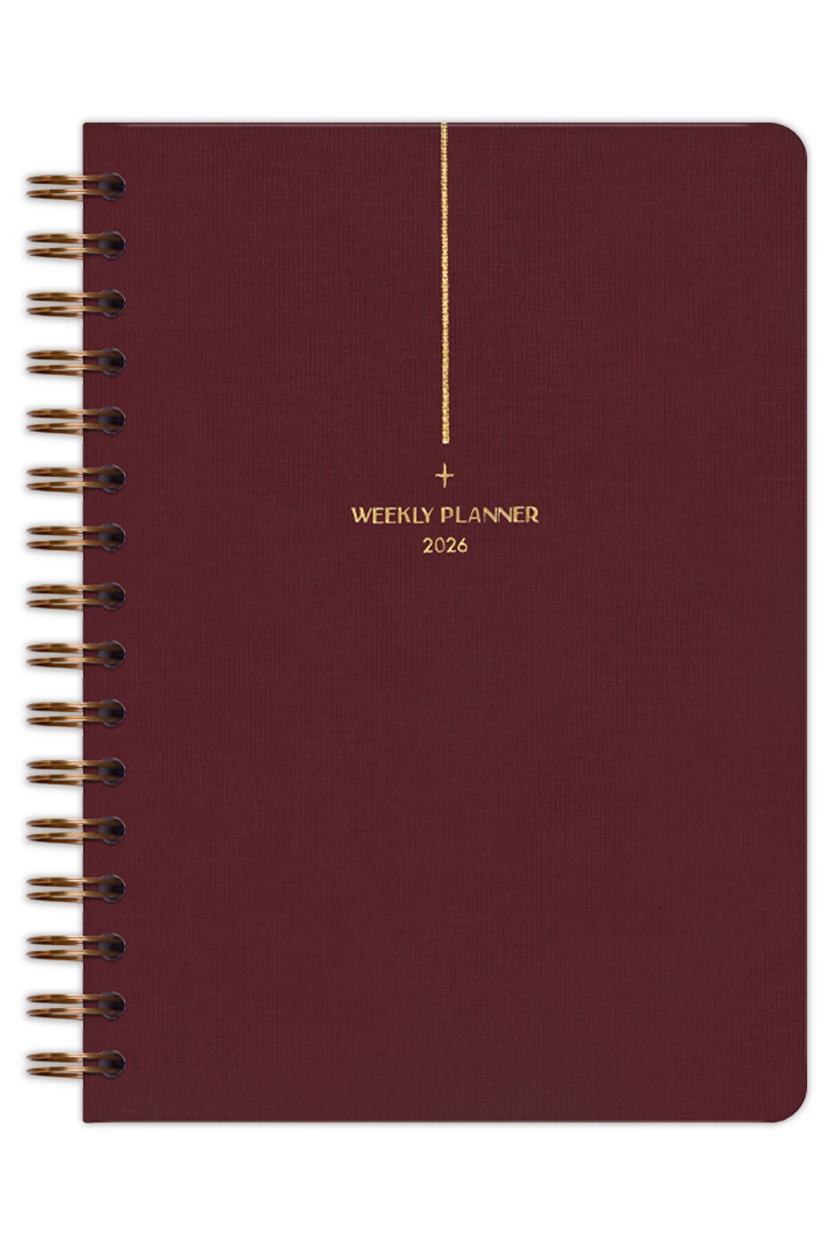 Matt Notebook 2026 Yılı A5 Keten Ajanda Spiralli 15x21 cm - 12 Aylık Bordo