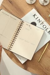 Matt Notebook 2026 Yılı A5 Keten Ajanda Spiralli 15x21 cm - 12 Aylık Lacivert