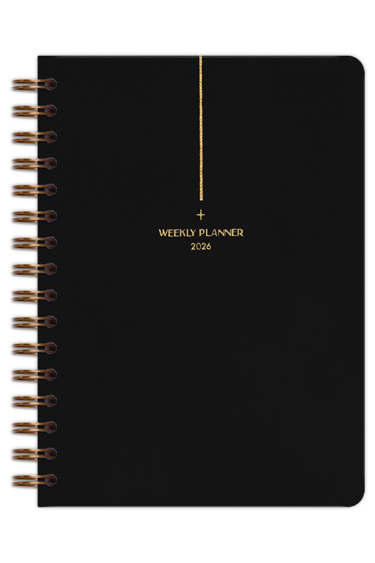 Matt Notebook 2026 Yılı A5 Keten Ajanda Spiralli 15x21 cm - 12 Aylık Siyah