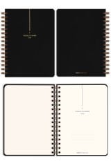 Matt Notebook 2026 Yılı A5 Keten Ajanda Spiralli 15x21 cm - 12 Aylık Siyah