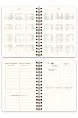 Matt Notebook 2026 Yılı A5 Keten Ajanda Spiralli 15x21 cm - 12 Aylık Siyah