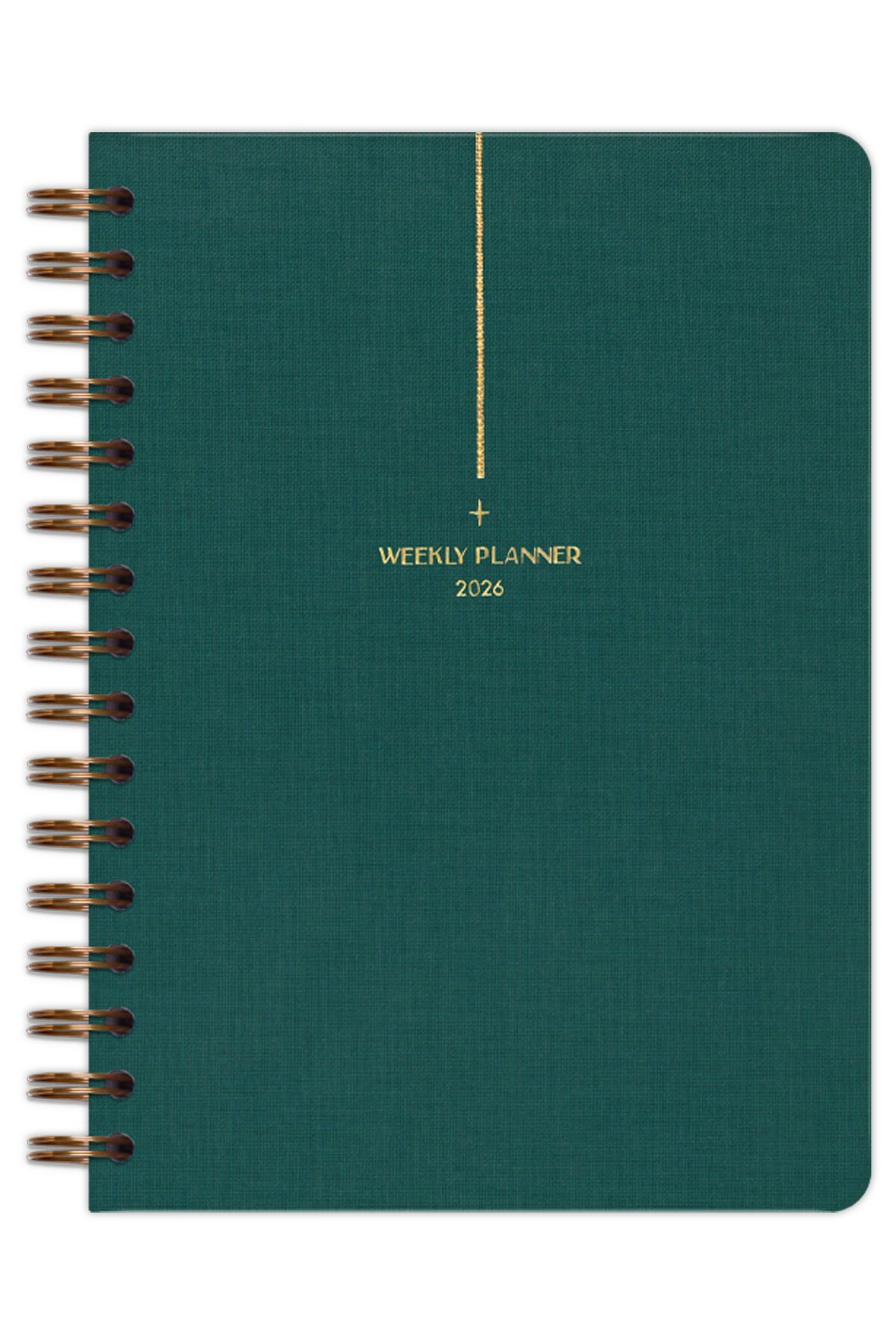 Matt Notebook 2026 Yılı A5 Keten Ajanda Spiralli 15x21 cm - 12 Aylık Koyu Yeşil
