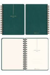 Matt Notebook 2026 Yılı A5 Keten Ajanda Spiralli 15x21 cm - 12 Aylık Koyu Yeşil