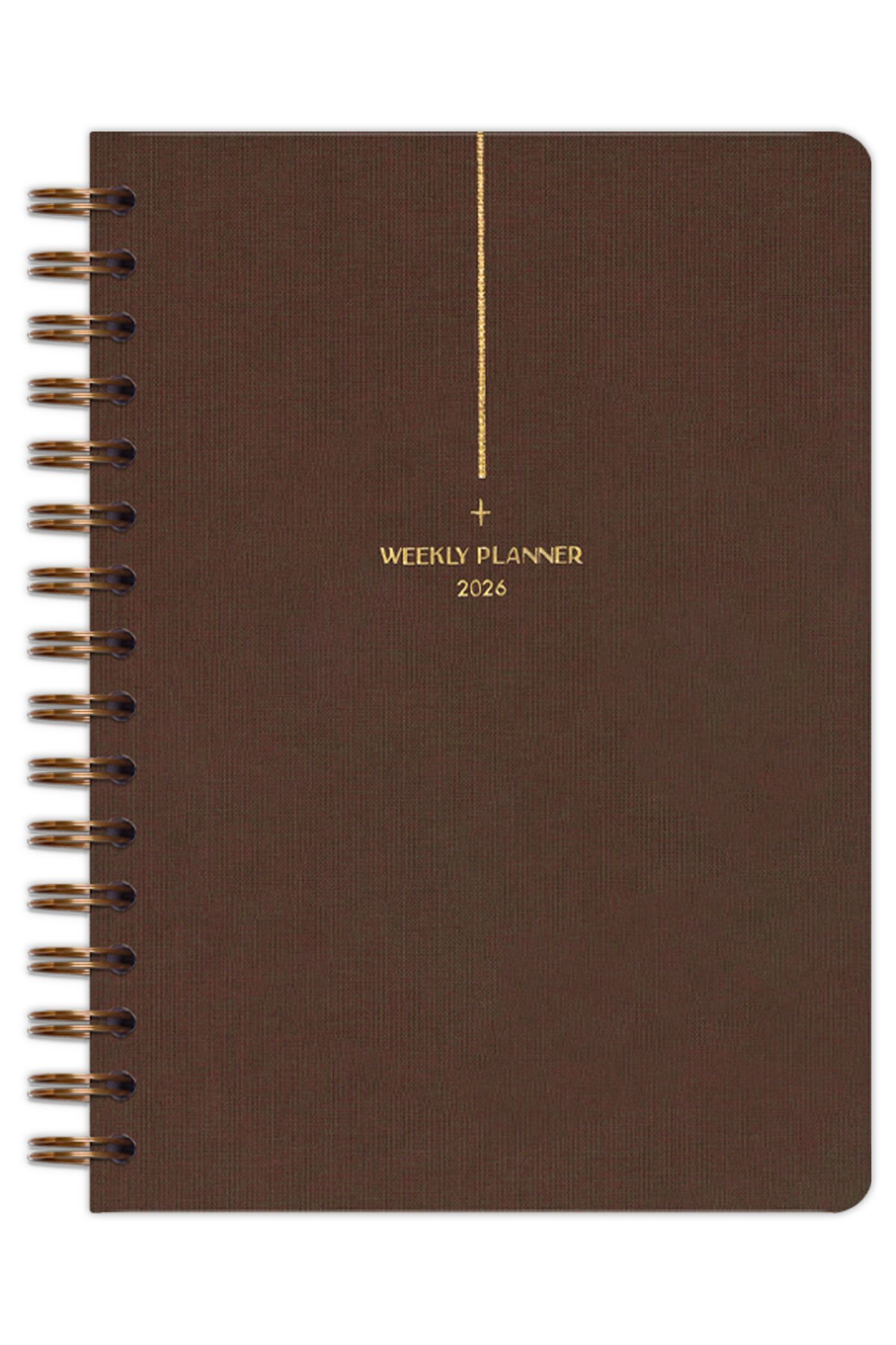 Matt Notebook 2026 Yılı A5 Keten Ajanda Spiralli 15x21 cm - 12 Aylık Kahverengi