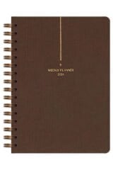 Matt Notebook 2026 Yılı A5 Keten Ajanda Spiralli 15x21 cm - 12 Aylık Kahverengi