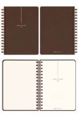 Matt Notebook 2026 Yılı A5 Keten Ajanda Spiralli 15x21 cm - 12 Aylık Kahverengi
