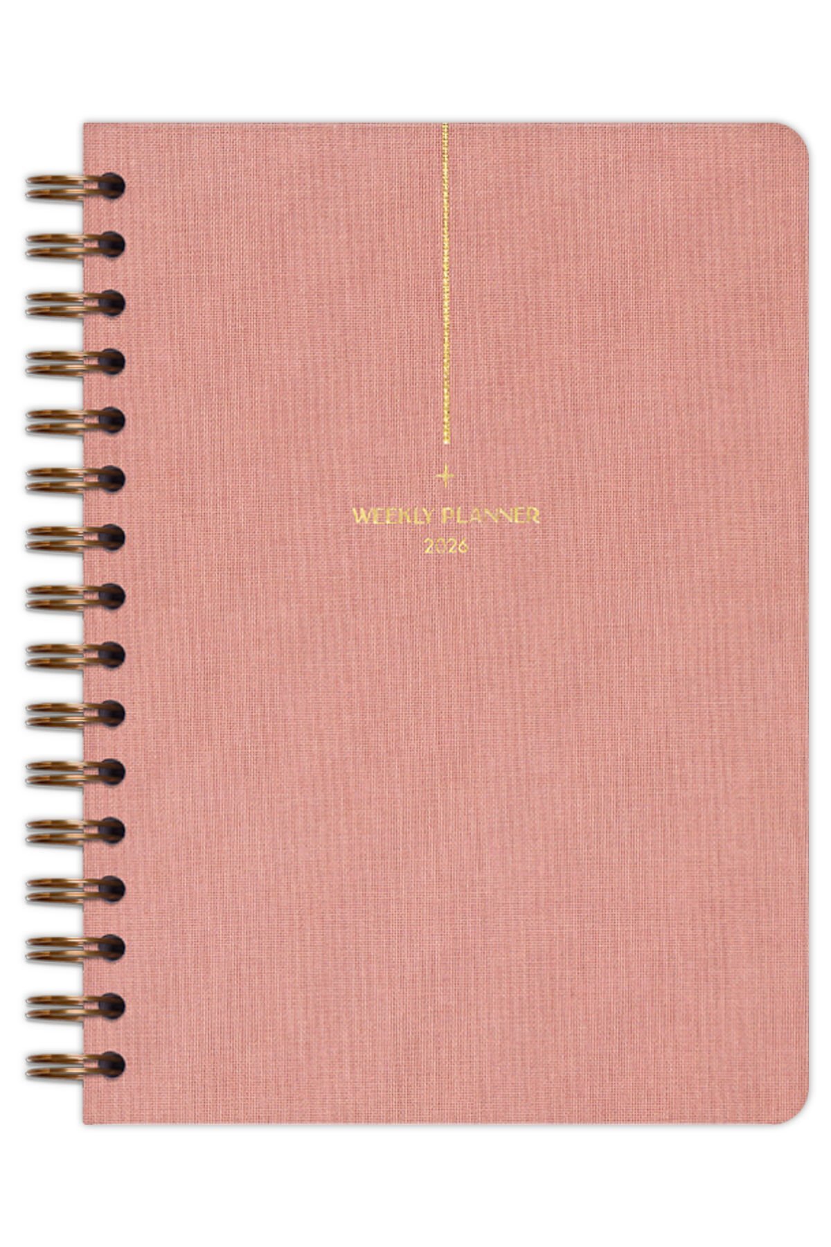 Matt Notebook 2026 Yılı A5 Keten Ajanda Spiralli 15x21 cm - 12 Aylık Pembe