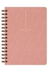 Matt Notebook 2026 Yılı A5 Keten Ajanda Spiralli 15x21 cm - 12 Aylık Pembe