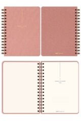 Matt Notebook 2026 Yılı A5 Keten Ajanda Spiralli 15x21 cm - 12 Aylık Pembe