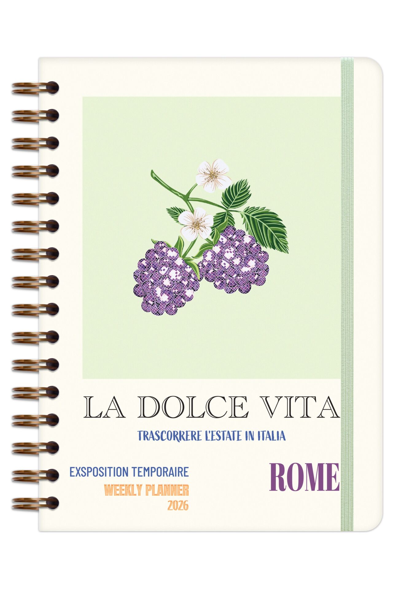 Matt Notebook 2026 Yılı A5 Ajanda Spiralli 15x21 cm - 12 Aylık Böğürtlen