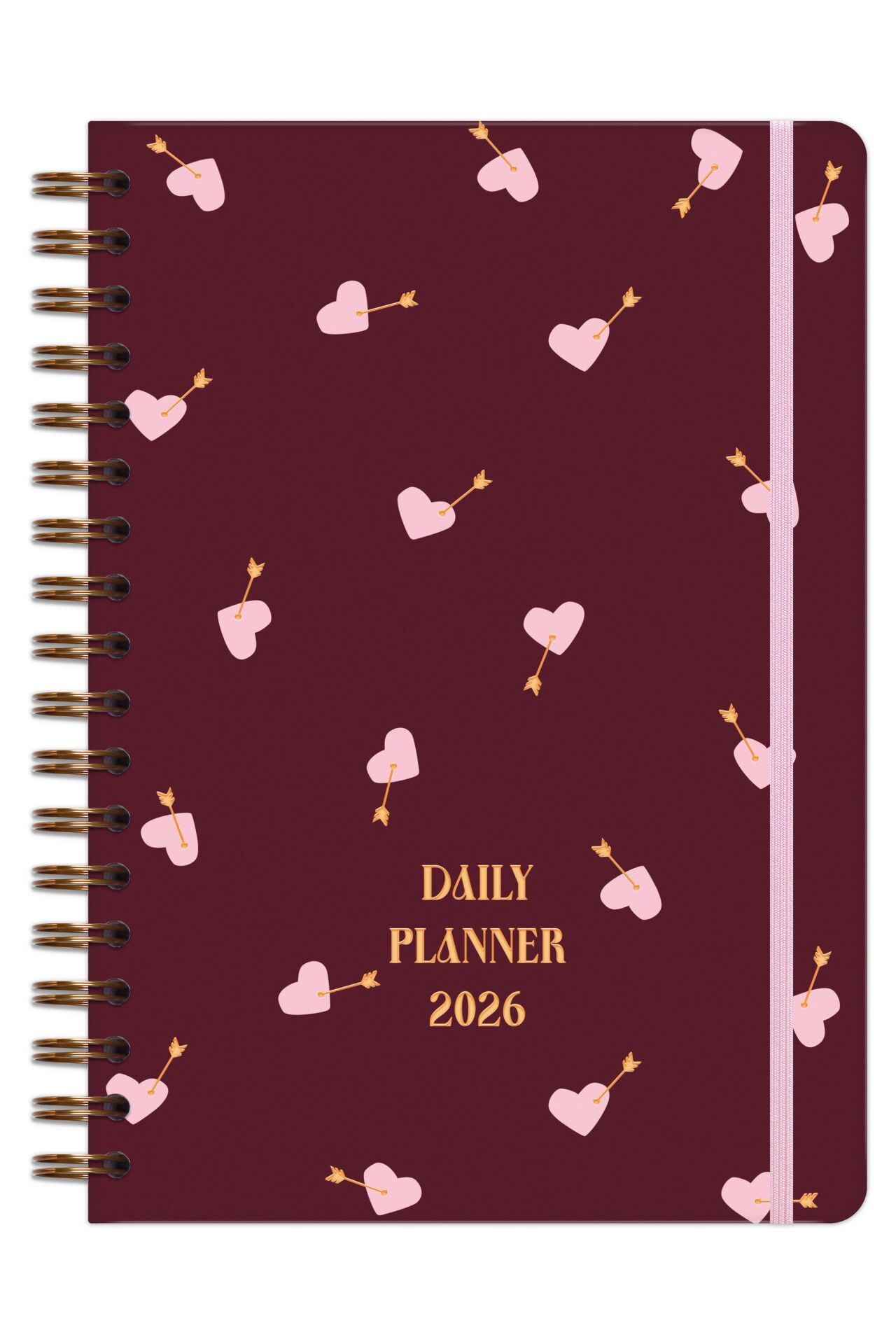 Matt Notebook 2026 Yılı Günlük Spiralli Ajanda 16x24 cm - 12 Aylık Kalpler