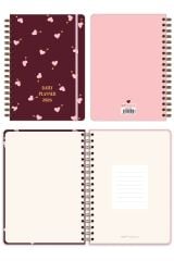 Matt Notebook 2026 Yılı Günlük Spiralli Ajanda 16x24 cm - 12 Aylık Kalpler