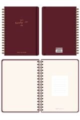 Matt Notebook 2026 Yılı Günlük Spiralli Ajanda 16x24 cm - 12 Aylık Bordo