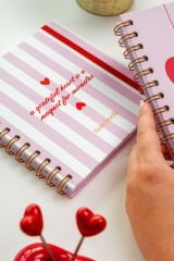 Matt Notebook 15x15 cm Kare 2'li Set Spiralli 2026 Yılı Haftalık Ajanda ve Defter Kalpler