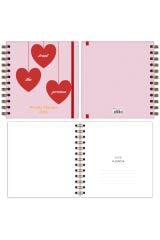 Matt Notebook 15x15 cm Kare 2'li Set Spiralli 2026 Yılı Haftalık Ajanda ve Defter Kalpler