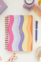 Matt Notebook A5 Spiralli Süresiz Planlayıcı Ajanda Gökkuşağı